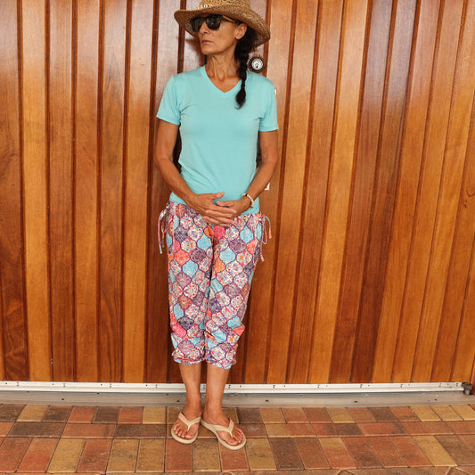 Blue Eco-Friendly Modal UV Protectant V-Neck T-Shirt - YOGAZ