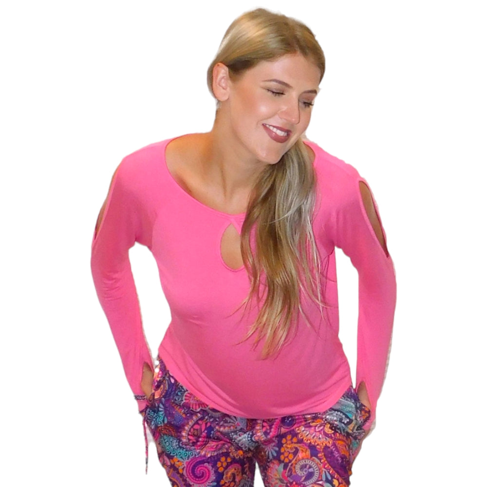 YOGAZ Eco-Friendly Bamboo Breathe Pink Long Sleeve Shirt - YOGAZ