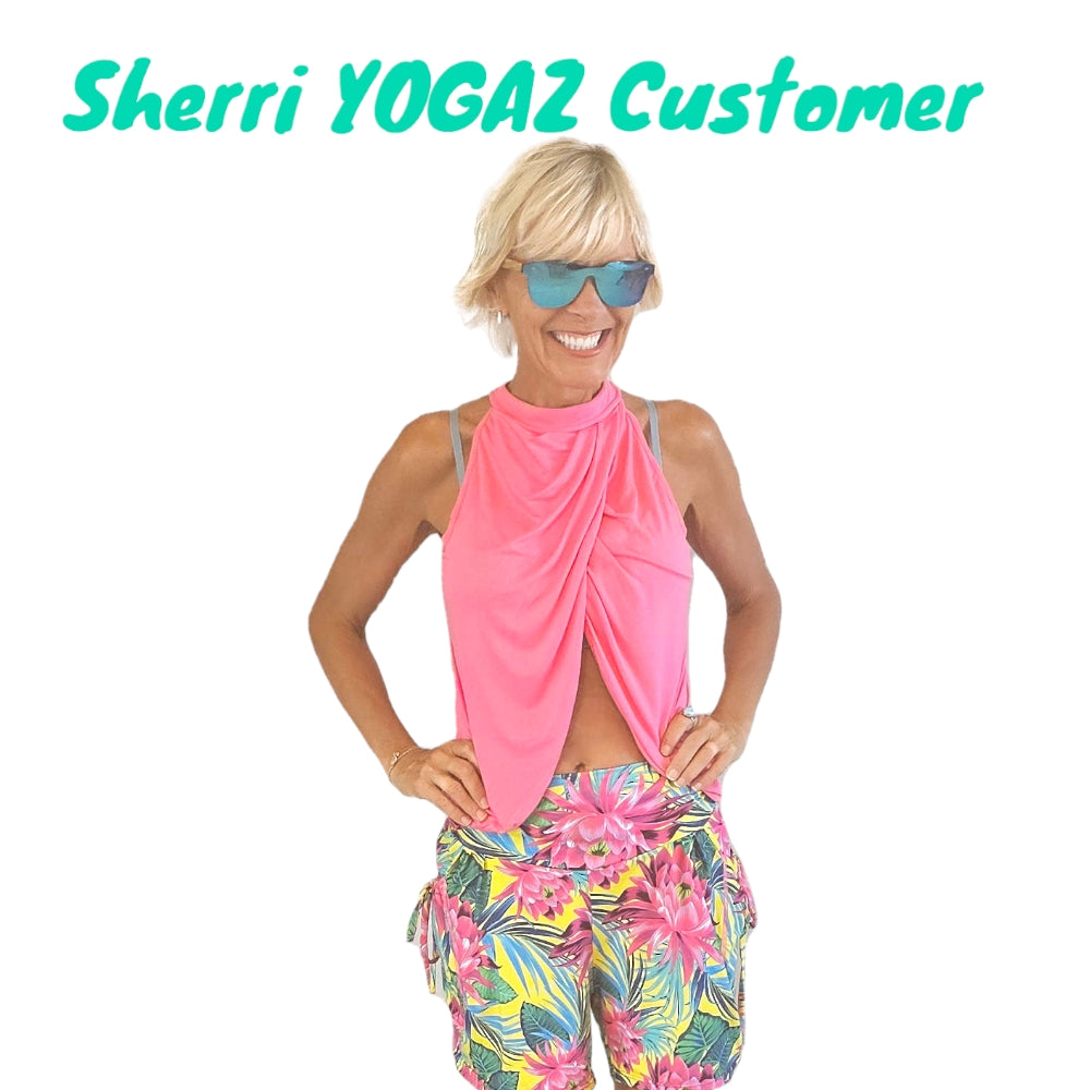 YOGAZ Lotus Flower Blossom Tropical & Colorful Fun Shorts - YOGAZ