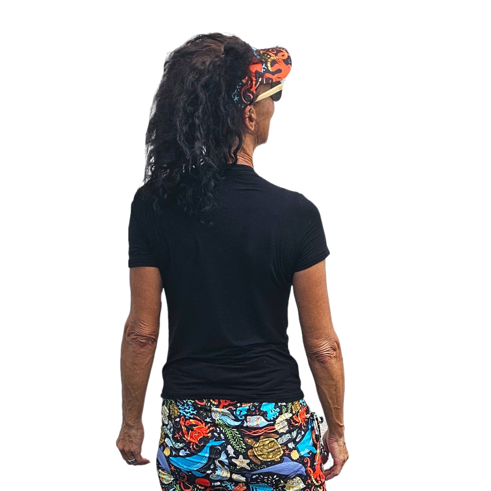 YOGAZ Bamboo UV Protectant V-Neck T-Shirts Black Sizes XXS to XXL - YOGAZ