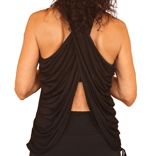 YOGAZ Eco-Friendly Black Modal BOW Tank Top in - YOGAZ