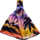 a colorful Lavender island bandana headband with palm trees on it