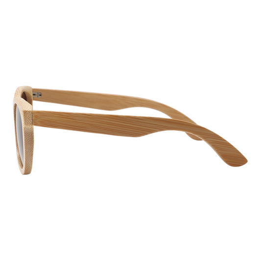 a pair of wooden sunglasses on a white background