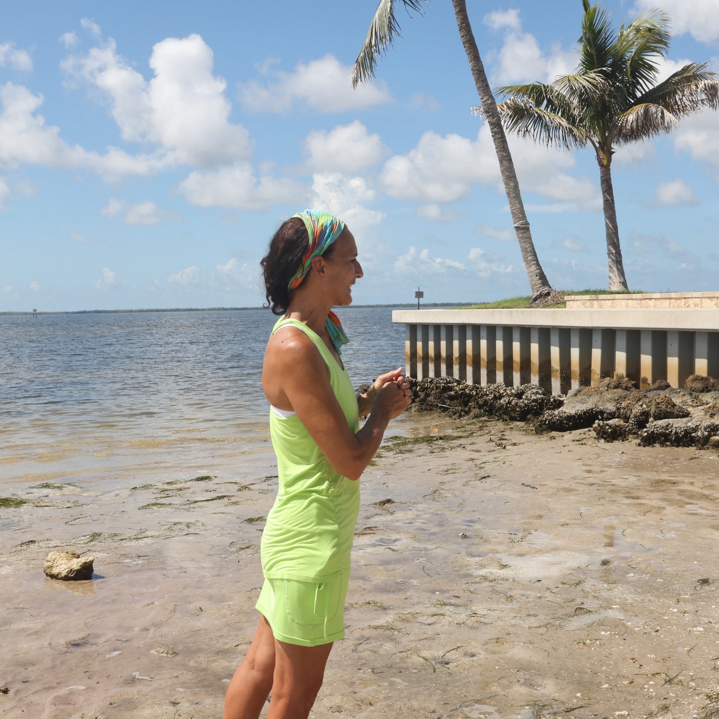 Lime Green Colored Soft SustainableEco Friendly Modal Fabric Skort - YOGAZ