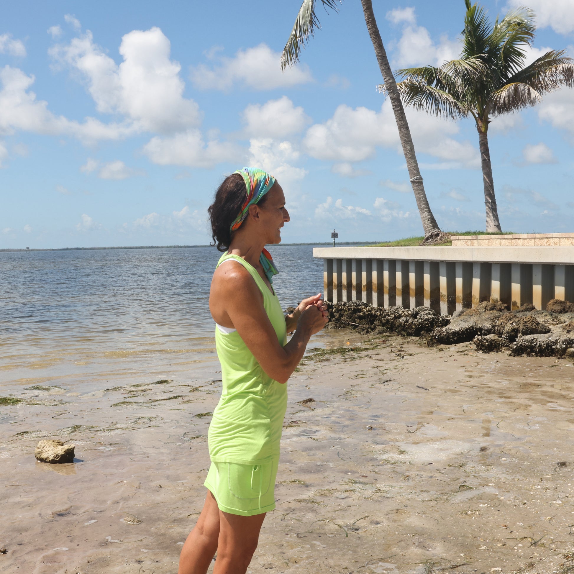 Lime Green Colored Soft SustainableEco Friendly Modal Fabric Skort - YOGAZ