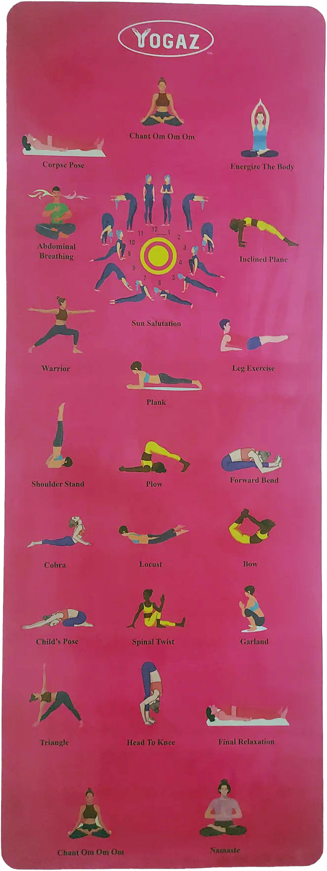 YOGAZ 3D Suede Self-Teaching Yoga Mat (Pink) - YOGAZ