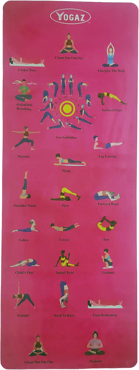 YOGAZ 3D Suede Self-Teaching Yoga Mat (Pink) - YOGAZ