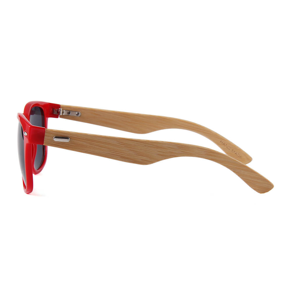 Yogaz Red Rimmed Bamboo Sunglasses - YOGAZ