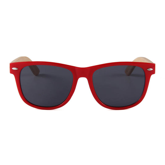 Yogaz Red Rimmed Bamboo Sunglasses - YOGAZ