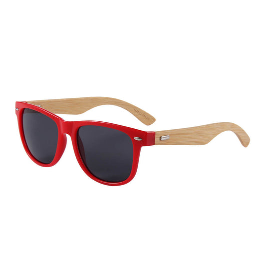 Yogaz Red Rimmed Bamboo Sunglasses - YOGAZ