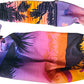 a multicolored Lavender island bandana headband  with palm trees on it
