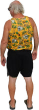 Load image into Gallery viewer, a man in a yellow shirt and black shorts
