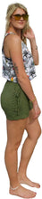 Load image into Gallery viewer, Bamboo Ramboo Khaki Green Shorts with Waist Tie - Eco-Friendly &amp; Ultra Comfortable
