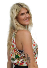 Load image into Gallery viewer, a woman with a tattoo on her arm wearing a hula girl hawaiian design tank top 
