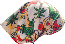 Load image into Gallery viewer, a close up of a hula girl hawaiian design bandana on a white background
