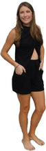 Load image into Gallery viewer, a woman wearing a black top and shorts
