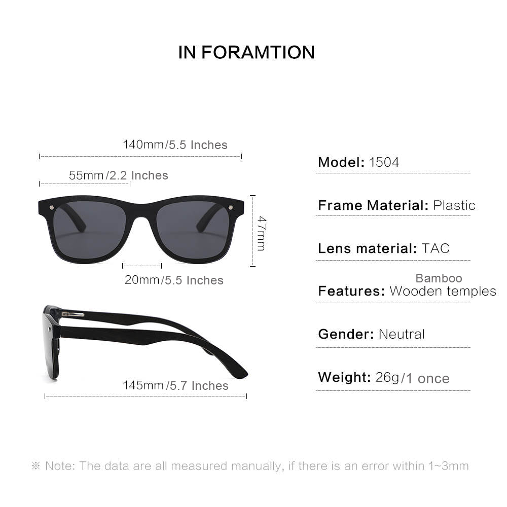 the measurements of a pair of sunglasses