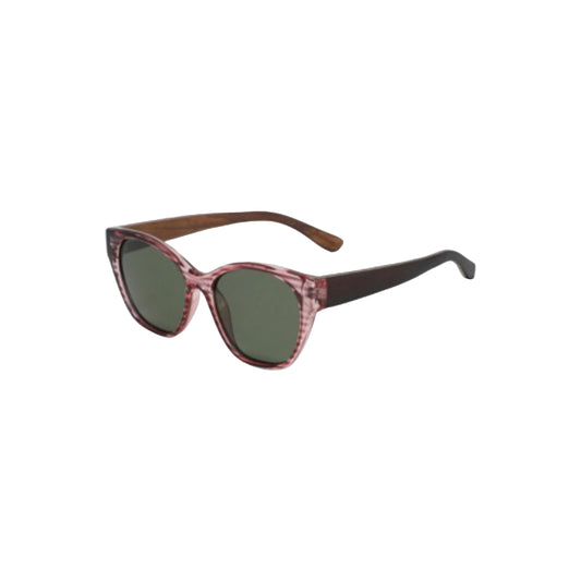 Handmade Bamboo Pink Faux Woodgrain Sunglasses