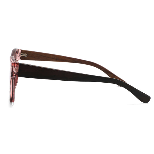 Handmade Bamboo Pink Faux Woodgrain Sunglasses - YOGAZ