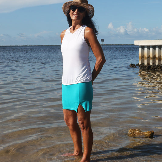 Aqua Colored Eco Friendly Modal Fabric Skort