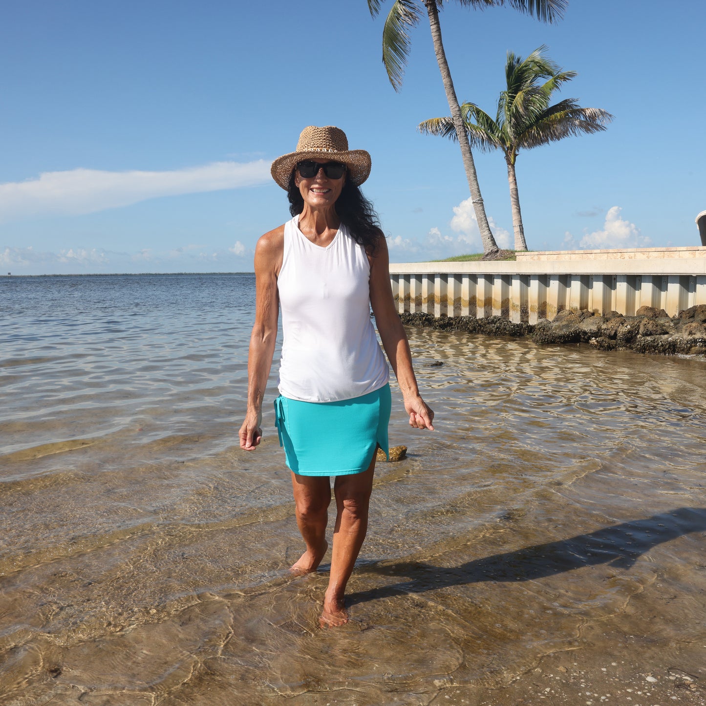 Aqua Colored Eco Friendly Modal Fabric Skort - YOGAZ