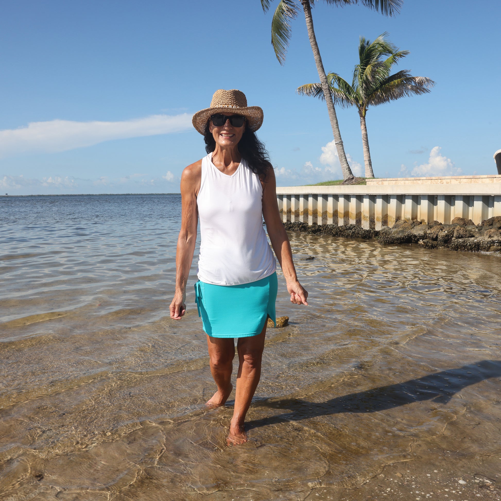 Aqua Colored Eco Friendly Modal Fabric Skort - YOGAZ