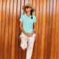 Blue Eco-Friendly Modal UV Protectant V-Neck T-Shirt - YOGAZ