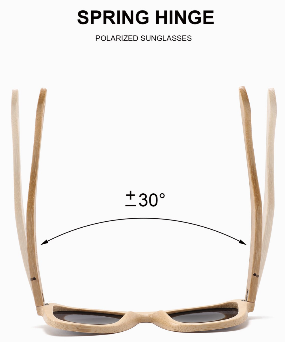 Natural Bamboo Sunglasses Blond all wood frames and sides -with Polarized UV400 Lenses - YOGAZ