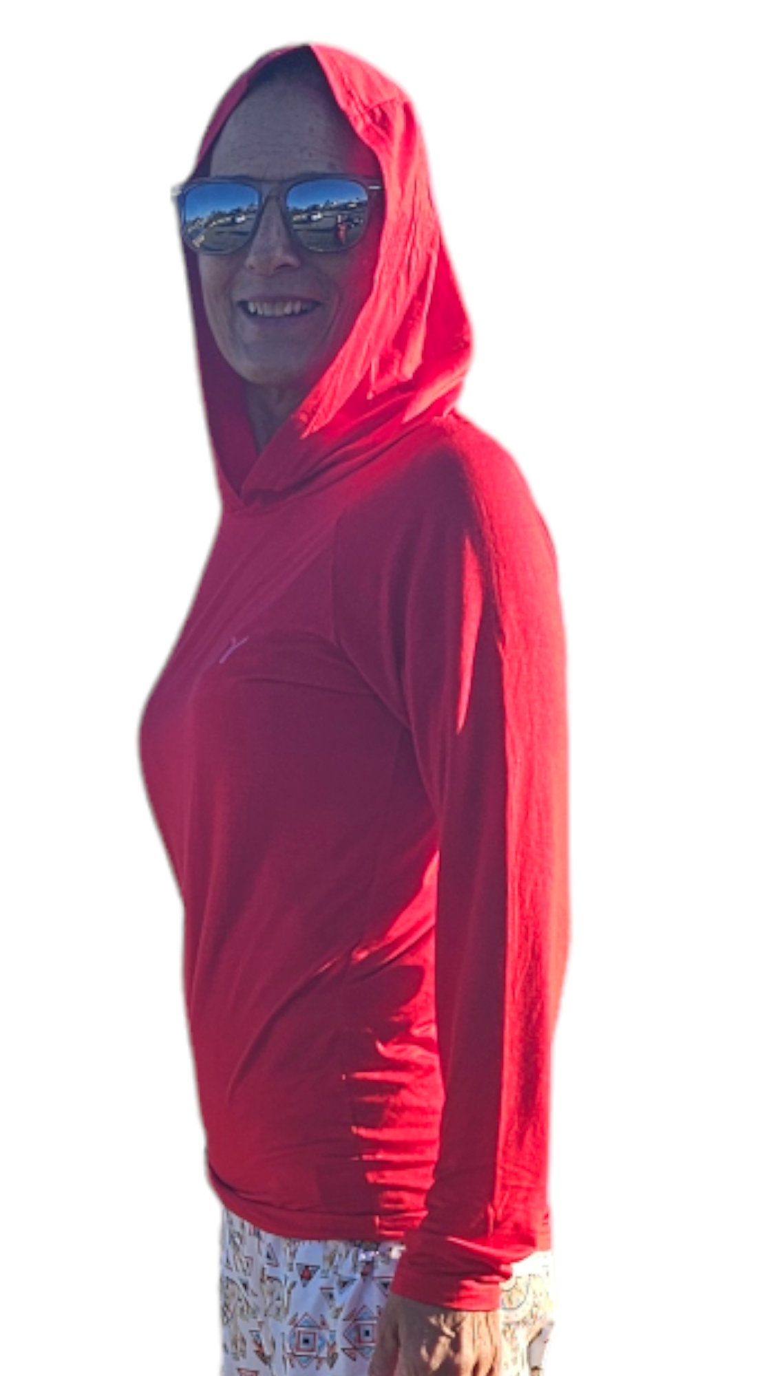 Bamboo Hoodie with UV 50 Protection and Thumb Holes - Red, Sizes XS to 3XL