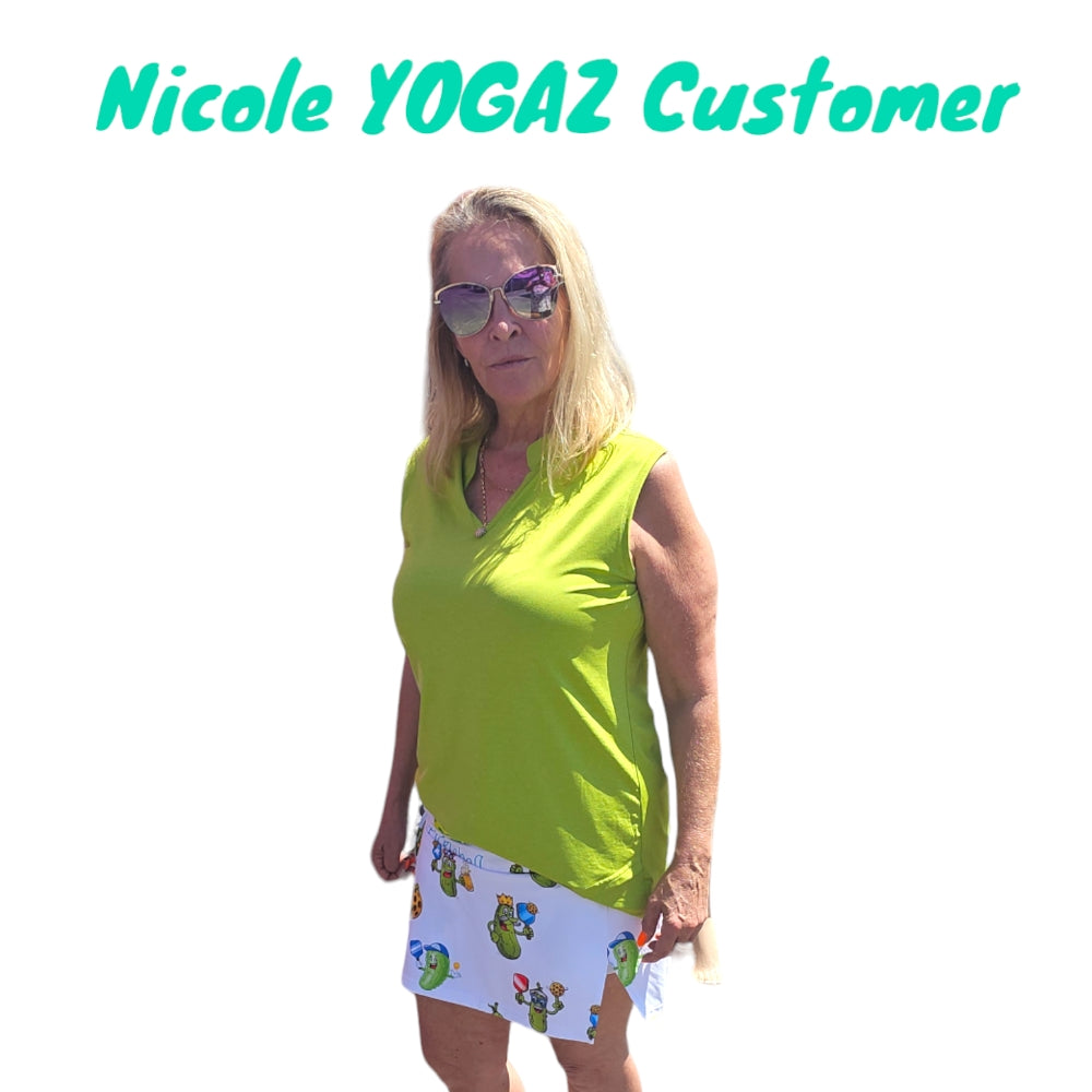 YOGAZ New Pickles Playing Pickleball Skorts are here in Sizes Extra Extra Small to XXL - YOGAZ
