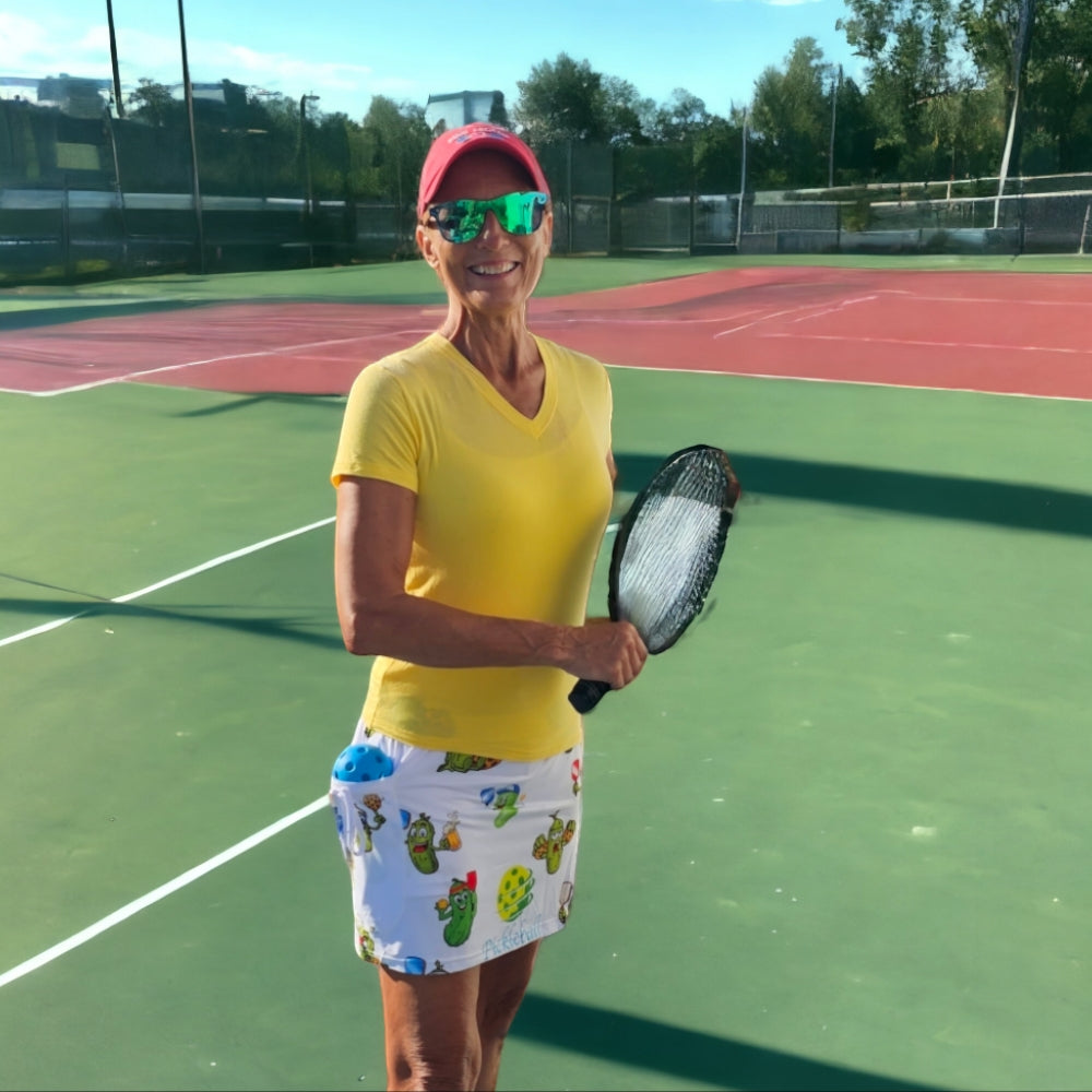 YOGAZ New Pickles Playing Pickleball Skorts are here in Sizes Extra Extra Small to XXL - YOGAZ