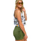 Khaki Green Bamboo Shorts with Waist Tie - YOGAZ
