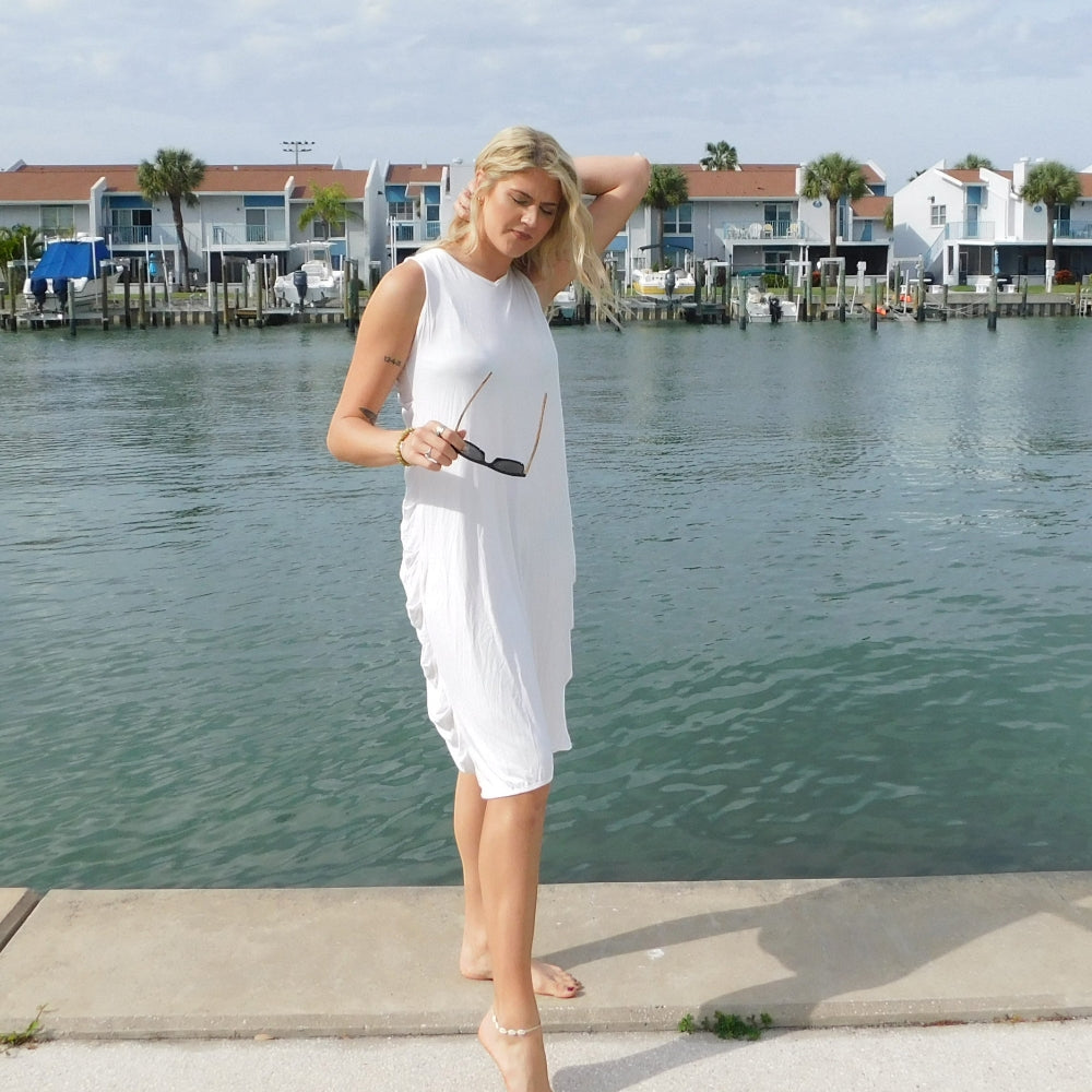 Yogaz New Eco Friendly Bamboo  Ivory Swimsuit Cover-Sun Dress is called "Wave". It's super cute, elegant and so comfortable. - YOGAZ