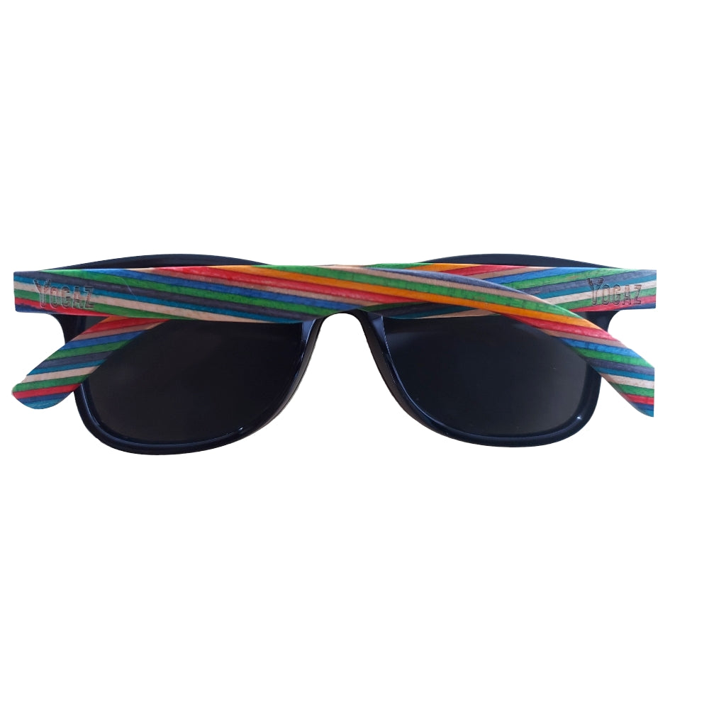 Handcrafted Bamboo Rainbow Stripe Sunglasses with UV400 Polarized Lenses - YOGAZ
