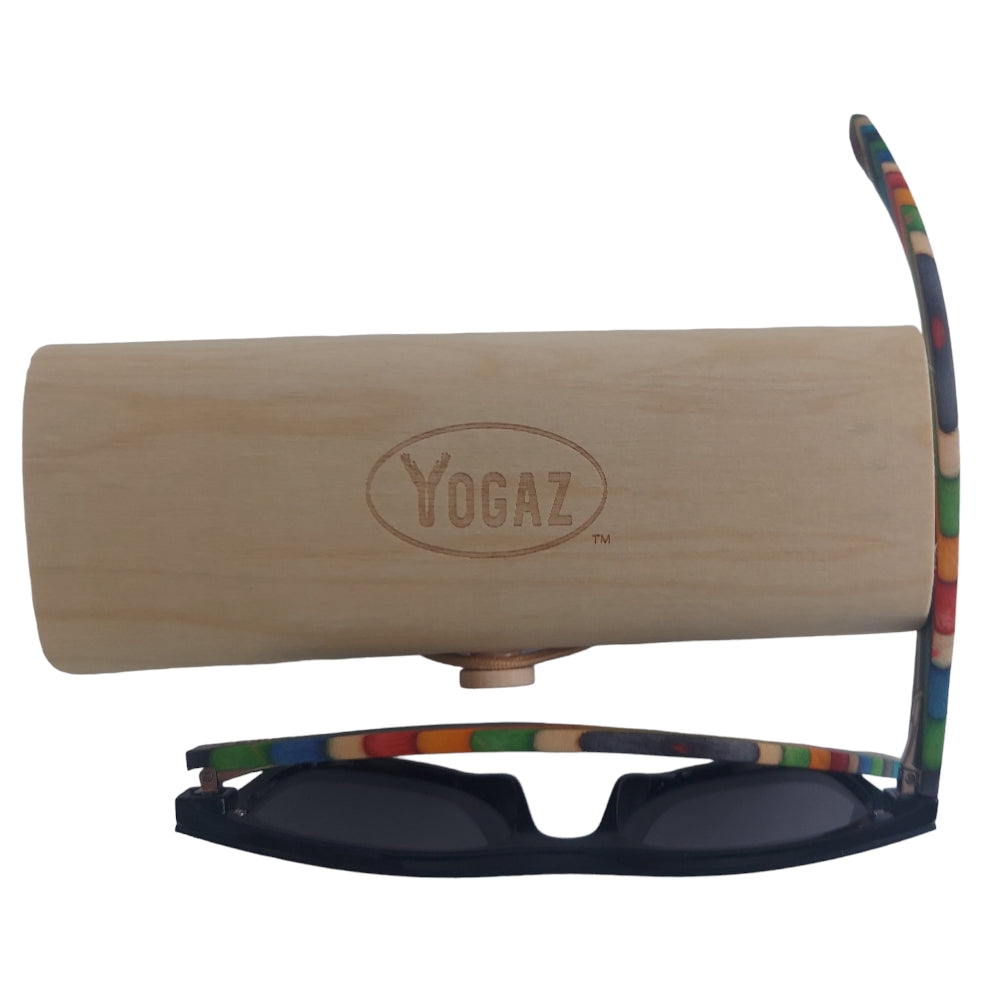 Handcrafted Bamboo Rainbow Stripe Sunglasses with UV400 Polarized Lenses - YOGAZ