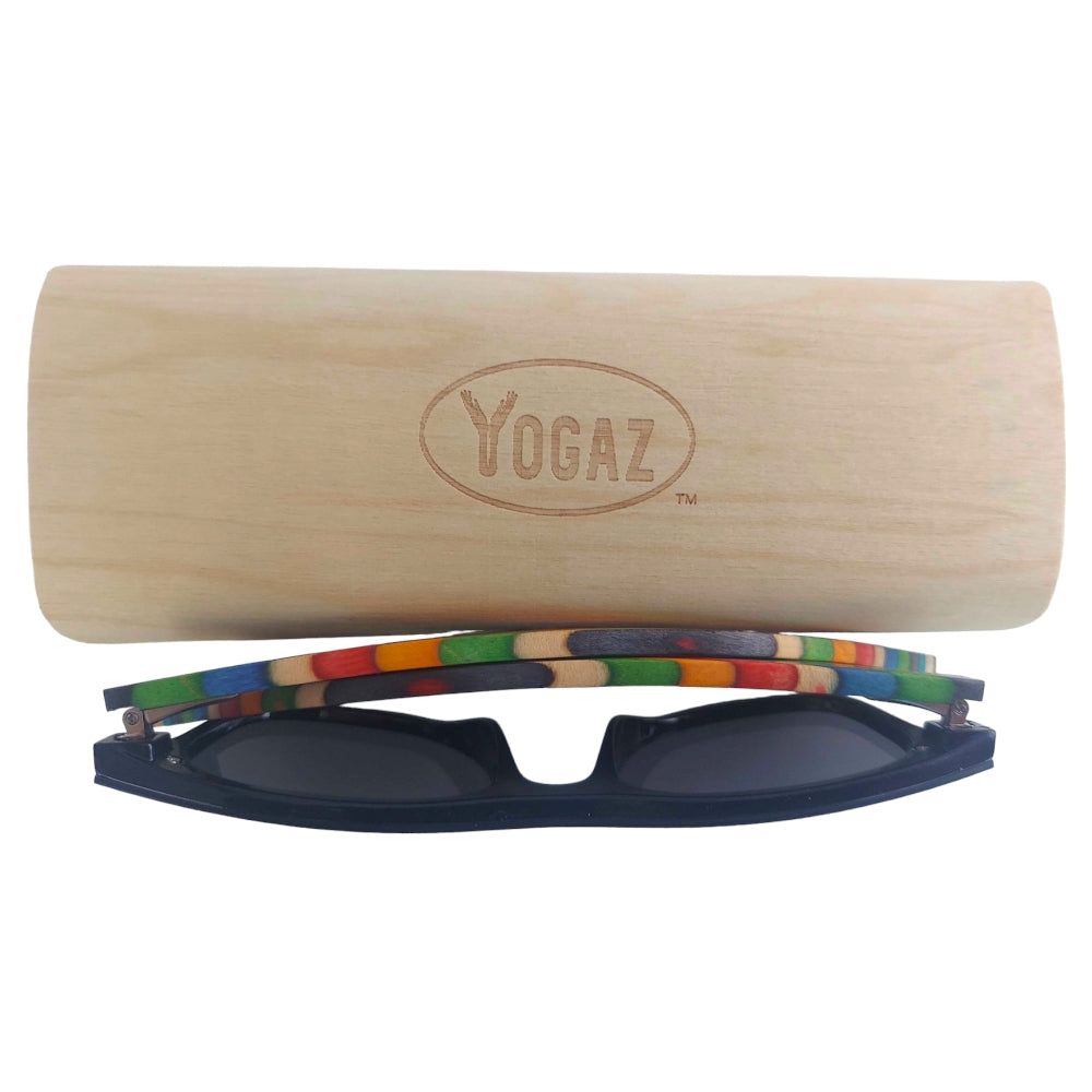 Handcrafted Bamboo Rainbow Stripe Sunglasses with UV400 Polarized Lenses - YOGAZ