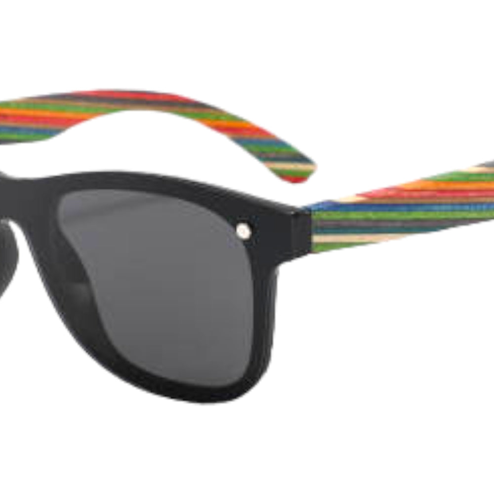 Handcrafted Bamboo Rainbow Stripe Sunglasses with UV400 Polarized Lenses - YOGAZ