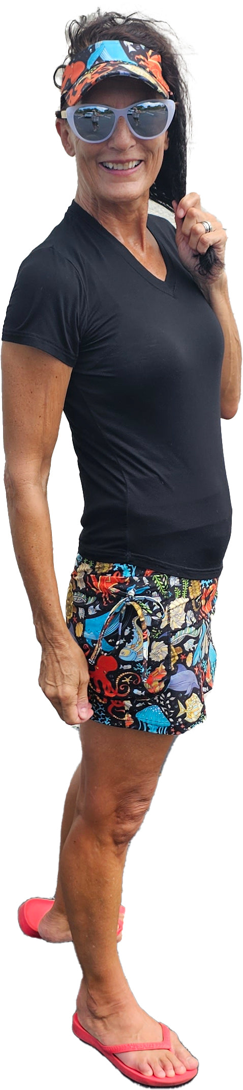 YOGAZ Bamboo UV Protectant V-Neck T-Shirts Black Sizes XXS to XXL
