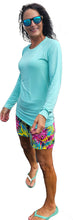 Load image into Gallery viewer, Bamboo UV Protectant Aqua Colored Long Sleeve Shirts  sizes Extra Small to XXXL
