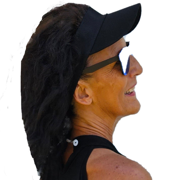 a woman wearing a black hat and sunglasses