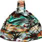 a colorful hat with palm trees on it
