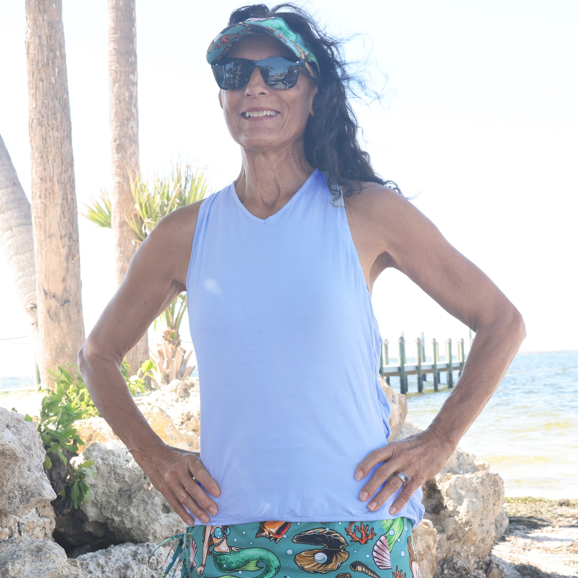 Yogaz Eco-Friendly Modal Bow Tank Top in Light Blue - YOGAZ