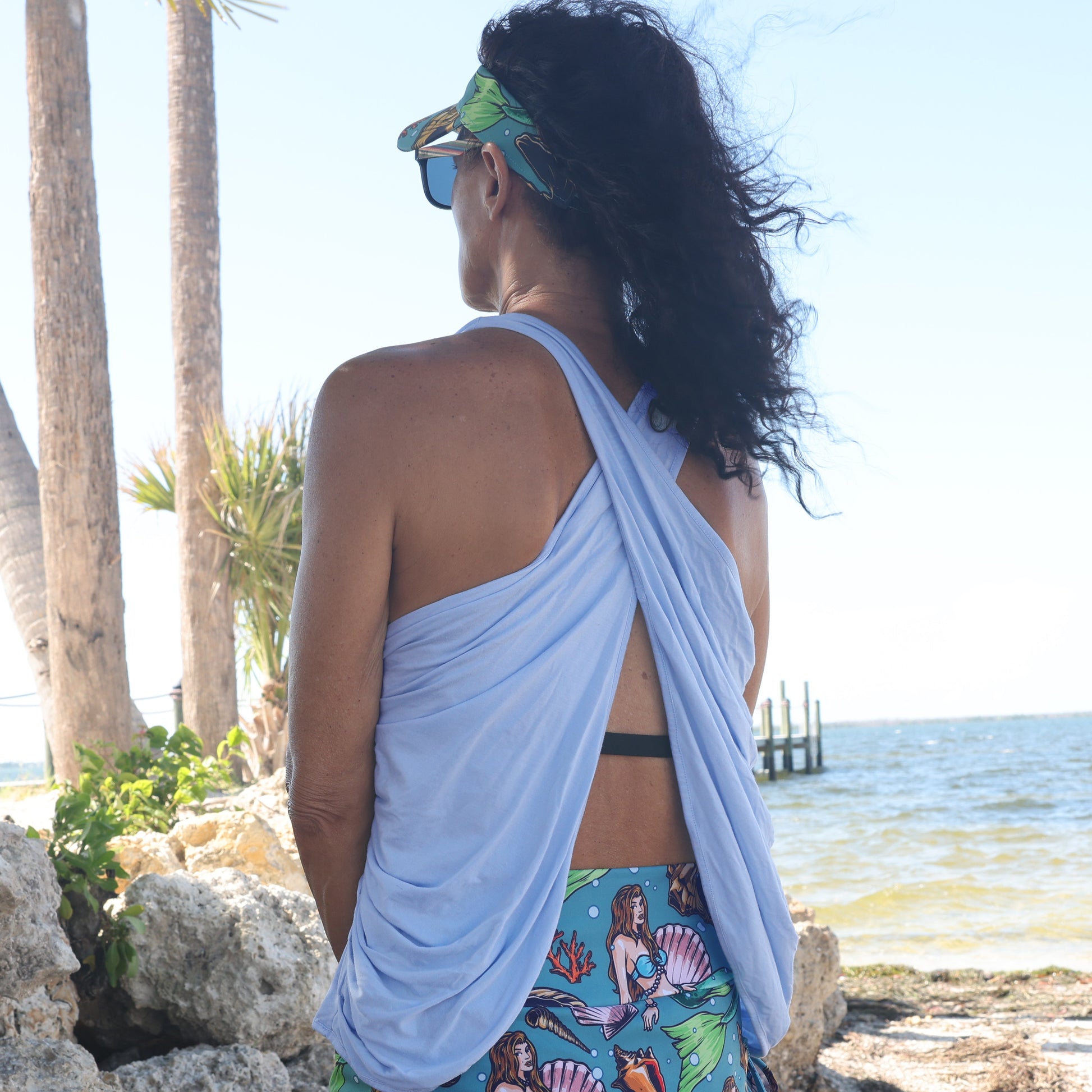 Yogaz Eco-Friendly Modal Bow Tank Top in Light Blue - YOGAZ