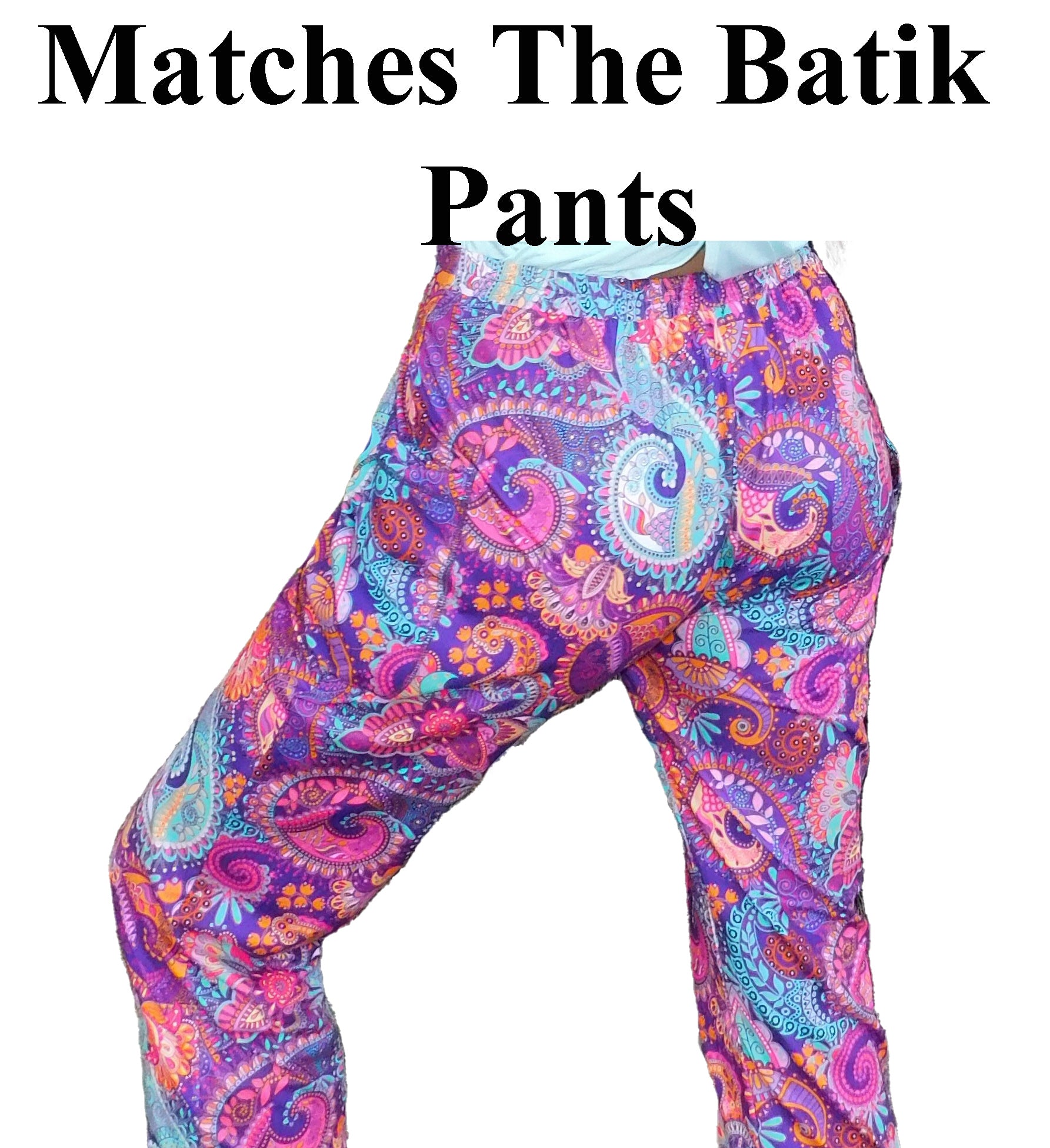 a woman's pants with a paisley pattern on it