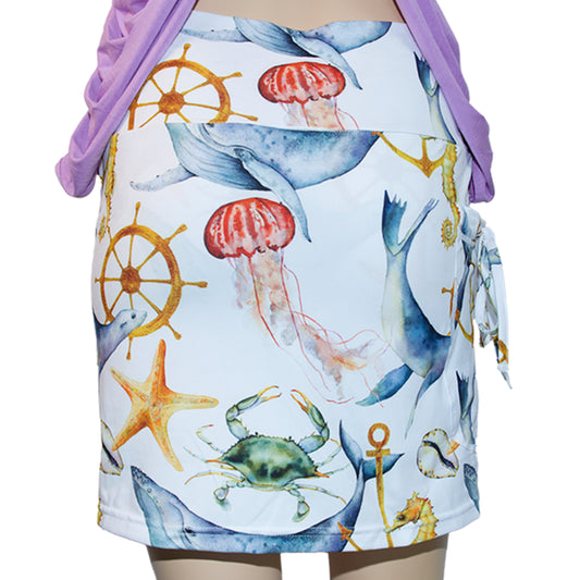 YOGAZ Nautical Skort Ocean Life Print