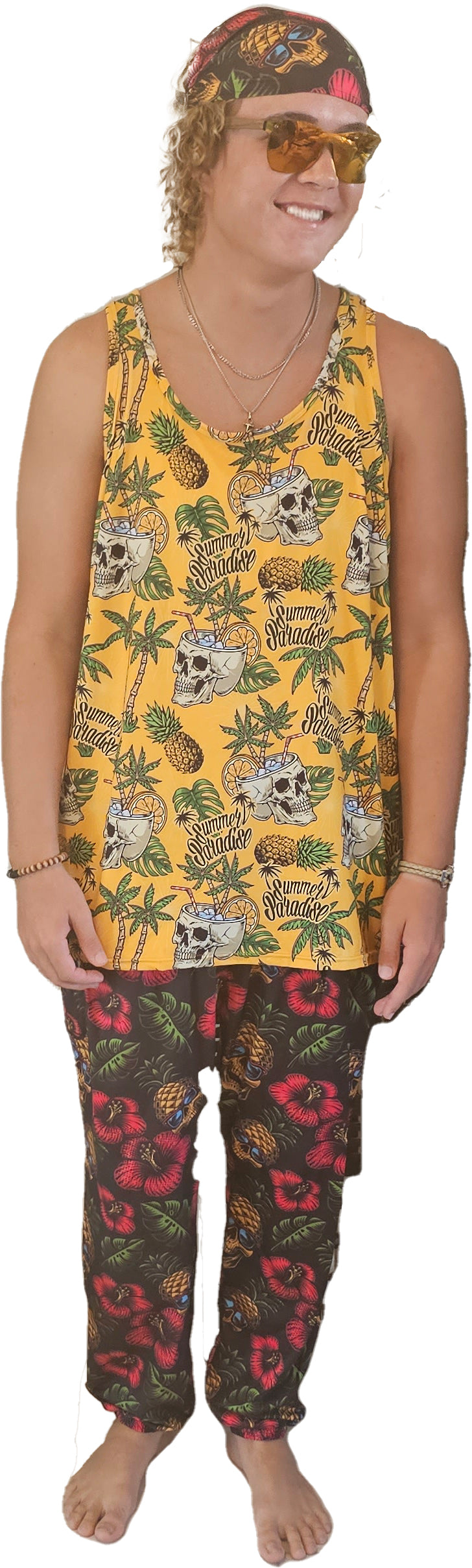 YOGAZ Unisex Pineapple Skull Print Pants with our Signature Pocket in Pocket Design