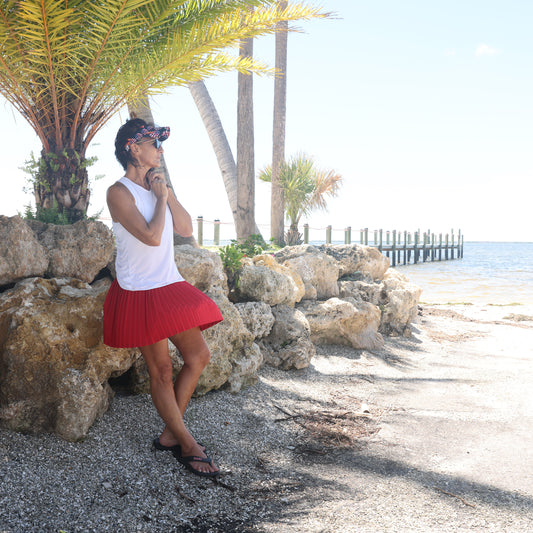 Red Pleated Skort