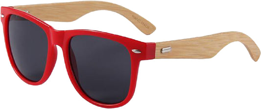 Yogaz Red Rimmed Bamboo Sunglasses - YOGAZ