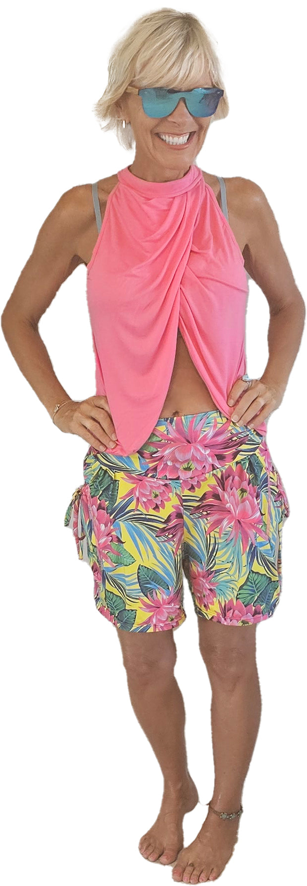YOGAZ Lotus Flower Blossom Tropical & Colorful Fun Shorts