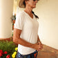 White Eco-Friendly Modal UV Protectant V-Neck T-Shirts - YOGAZ